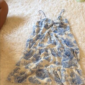 Cider Blue and White Patterned Dress